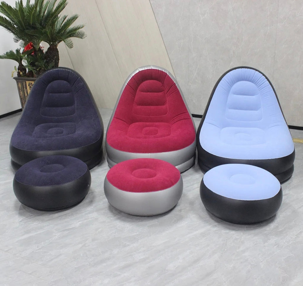 🛋️ Pack Fauteuil + Repose-Pieds Gonflable Lounge — Le Confort Nomade & Design Chic