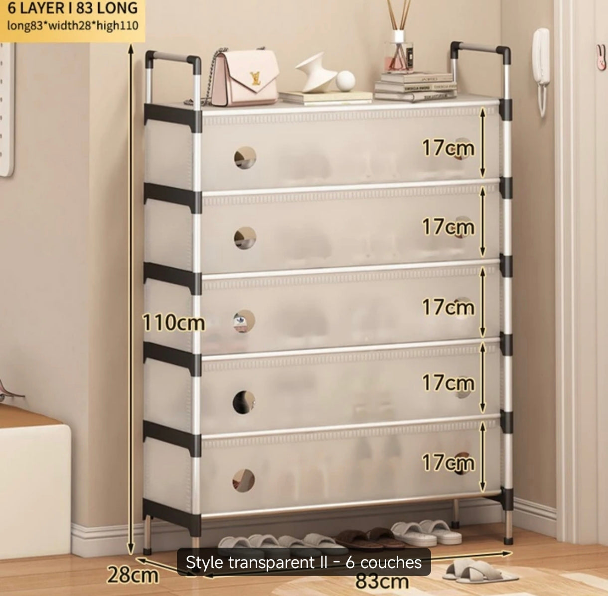👟 Etagère de Chaussures avec Couvercle Pro à 7 Niveaux
