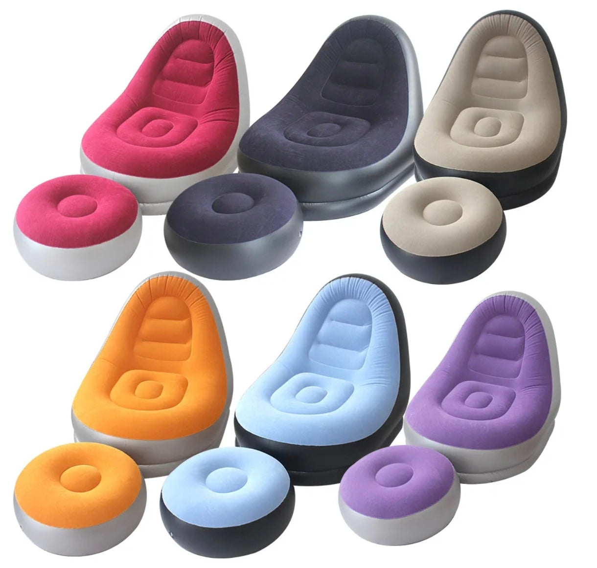 🛋️ Pack Fauteuil + Repose-Pieds Gonflable Lounge — Le Confort Nomade & Design Chic