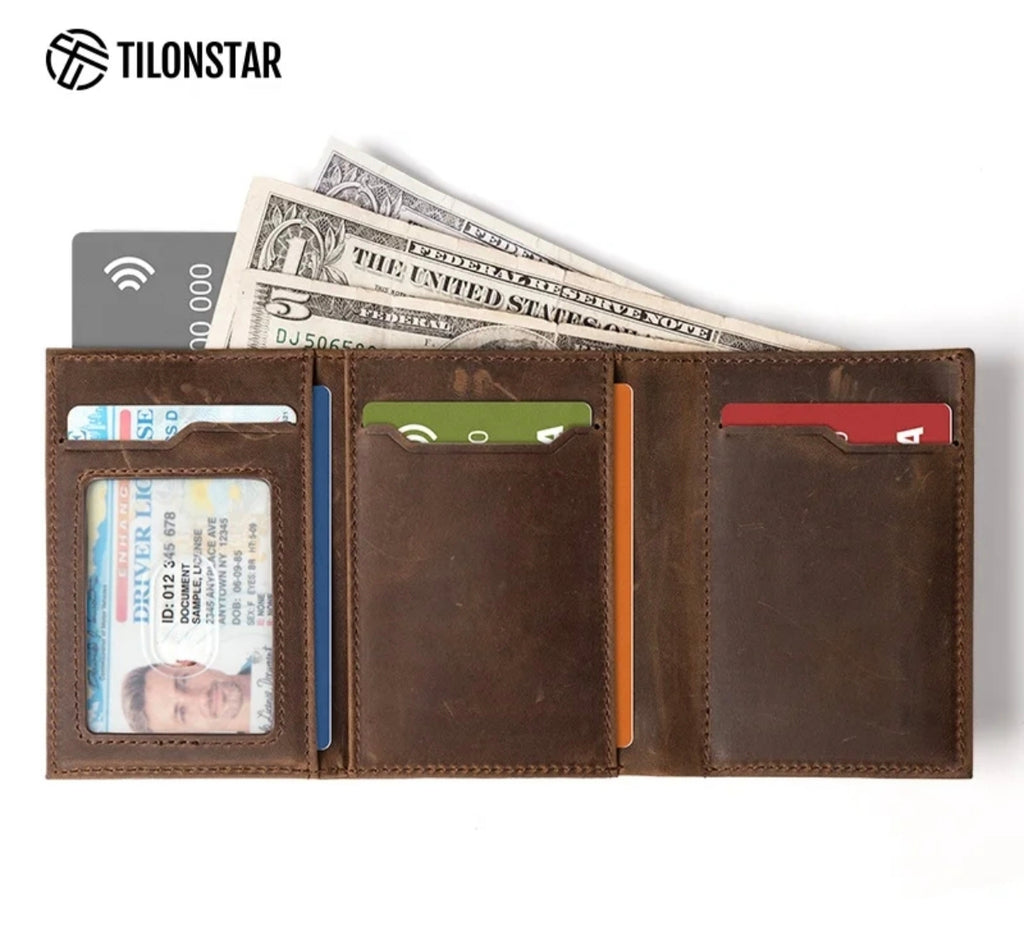 💳TILONSTAR : Portefeuille Trifold en Cuir Véritable & Haute Fonctionnalité