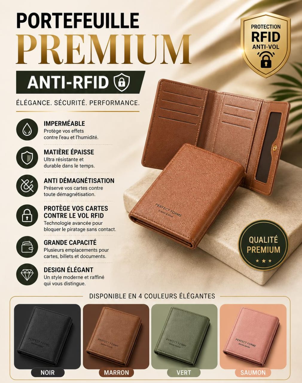 💼 Portefeuille Slim en Cuir PU — L'Élégance Intelligente
