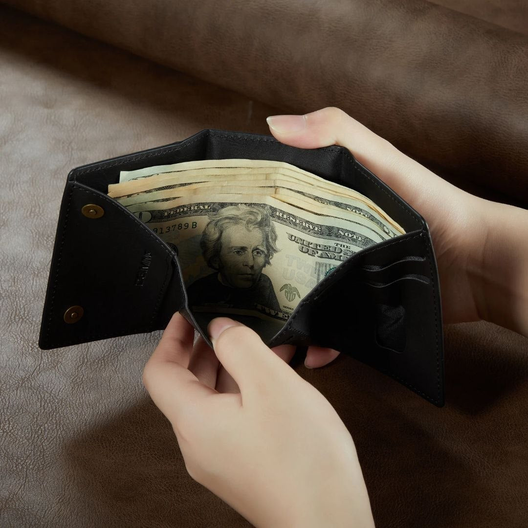 💼 Étui portefeuille magnétique rétro haut de gamme en cuir PU à trois volets avec porte-cartes multiple