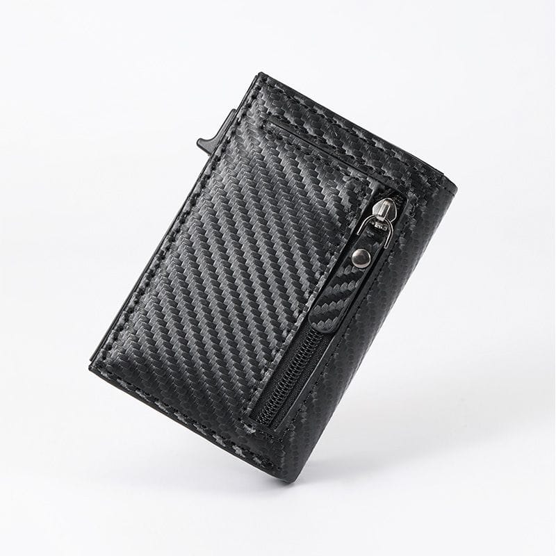 ✨ PORTE-CARTES & PORTEFEUILLE ANTI-RFID (Fibre de Carbone) : Porte-Cartes Automatique Pop-Up avec Poche Monnaie & Protection Anti-Piratage