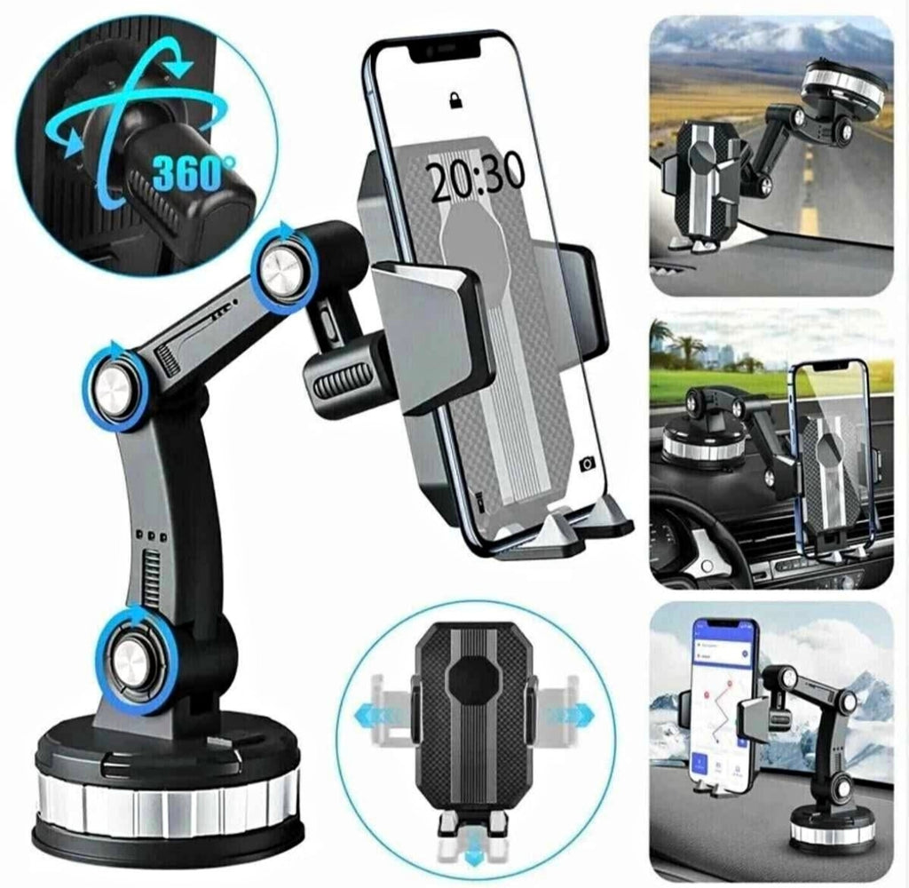 🚗 Support Téléphone Voiture 360° — Ventouse Ultra-Grip & amp; Bras Extensible - 7500f