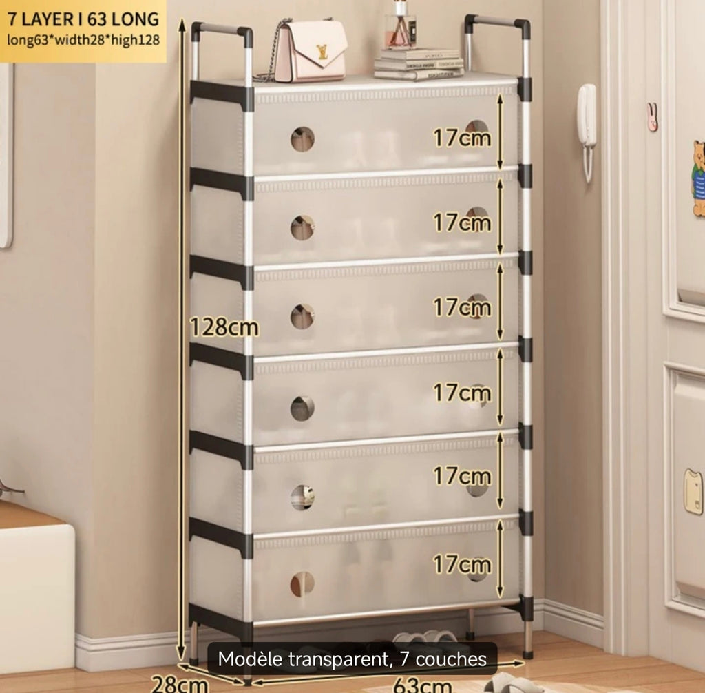 👟 Etagère de Chaussures avec Couvercle Pro à 7 Niveaux