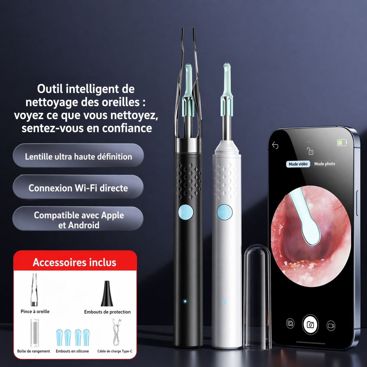 👂 Nettoyeur d'Oreilles Intelligent à 8500f