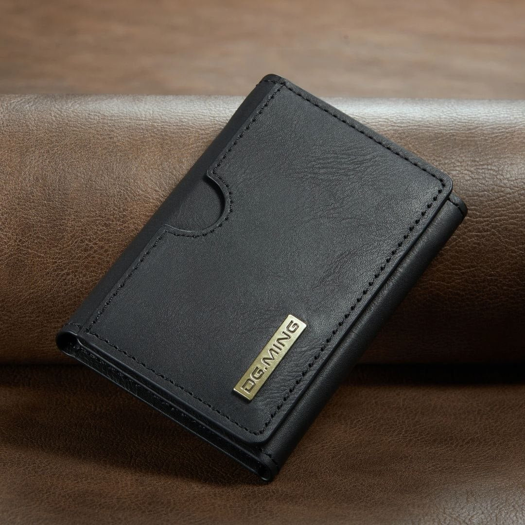 💼 Étui portefeuille magnétique rétro haut de gamme en cuir PU à trois volets avec porte-cartes multiple